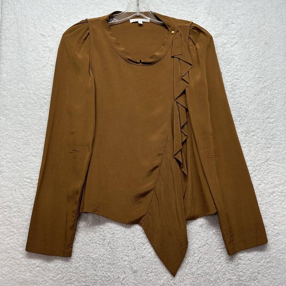 Vanessa Bruno Womens Size 38 Brown Long Sleeve Silk Blouse Top (T2)